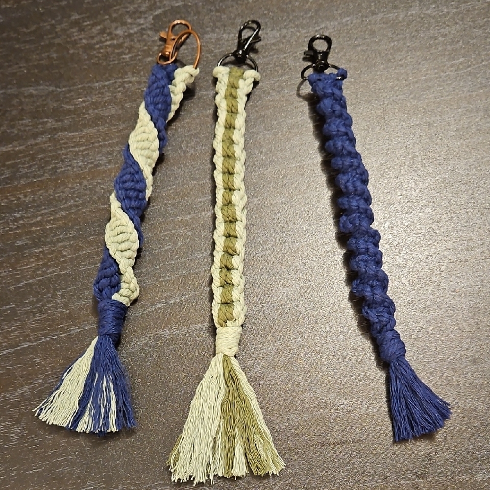 Handmade Blue and Green Macrame Keychains